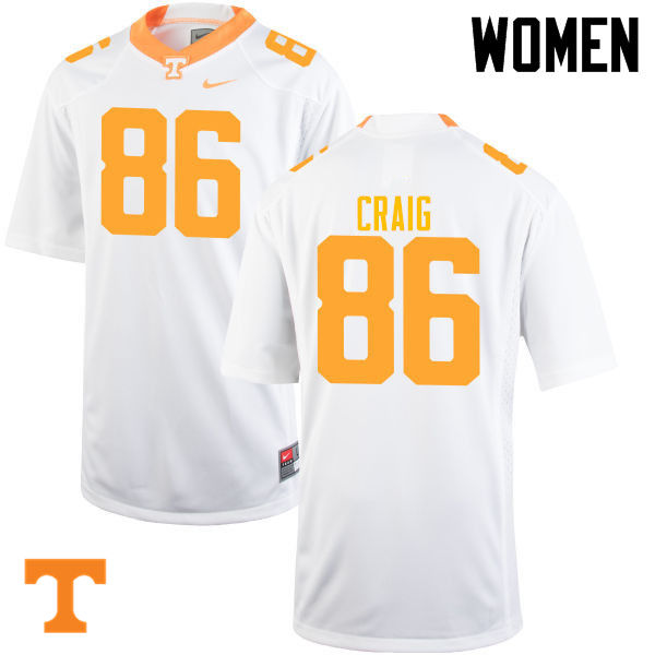Women #86 Andrew Craig Tennessee Volunteers College Football Jerseys-White - Click Image to Close